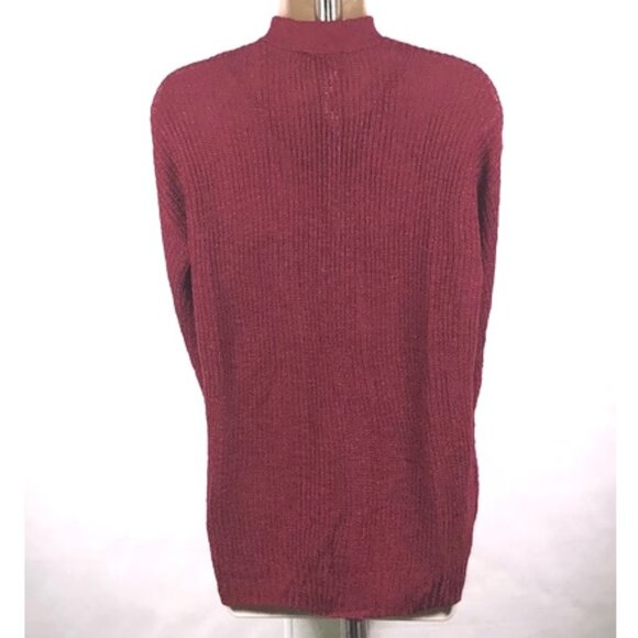 ❤️5/$15💚Freshman Dark Red Burgundy Open Front Varsity Knit Cardigan EUC - Picture 2 of 5